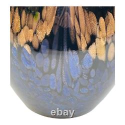 Vase en verre art Favrile Aventurine par Dale Tiffany Mardi Gras 14 pouces parsemé de cuivre