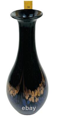 Vase en verre art Favrile Aventurine par Dale Tiffany Mardi Gras 14 pouces parsemé de cuivre