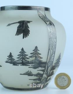 Vase en verre art déco argenté Rockwell