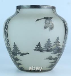 Vase en verre art déco argenté Rockwell