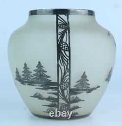 Vase en verre art déco argenté Rockwell