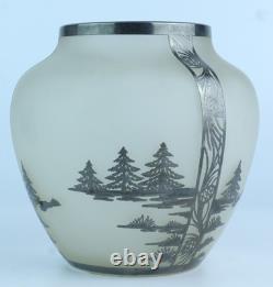 Vase en verre art déco argenté Rockwell