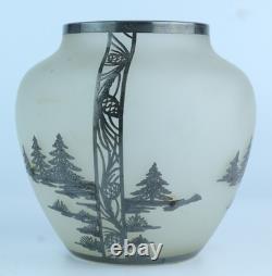 Vase en verre art déco argenté Rockwell