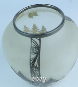 Vase en verre art déco argenté Rockwell