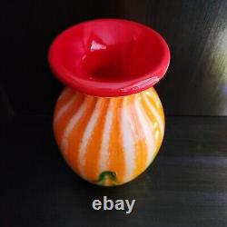 Vase en verre art déco audacieux fait main, objet de collection, 10 pouces de hauteur, pièce maîtresse
