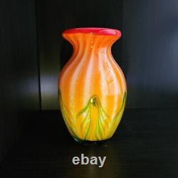 Vase en verre art déco audacieux fait main, objet de collection, 10 pouces de hauteur, pièce maîtresse