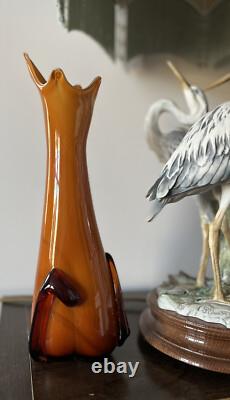 Vase en verre art déco en forme de balancier Cristalleria Fratelli Betti / Alrose Empoli vintage