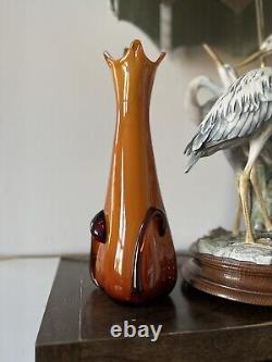Vase en verre art déco en forme de balancier Cristalleria Fratelli Betti / Alrose Empoli vintage