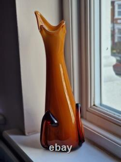 Vase en verre art déco en forme de balancier Cristalleria Fratelli Betti / Alrose Empoli vintage