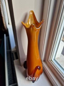 Vase en verre art déco en forme de balancier Cristalleria Fratelli Betti / Alrose Empoli vintage