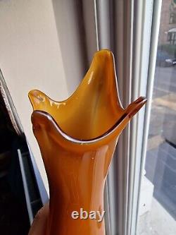 Vase en verre art déco en forme de balancier Cristalleria Fratelli Betti / Alrose Empoli vintage