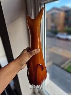 Vase en verre art déco en forme de balancier Cristalleria Fratelli Betti / Alrose Empoli vintage