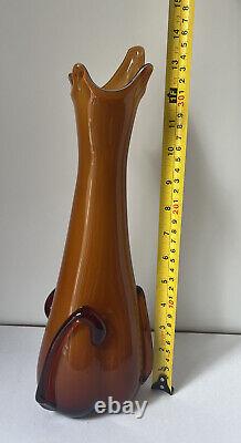 Vase en verre art déco en forme de balancier Cristalleria Fratelli Betti / Alrose Empoli vintage