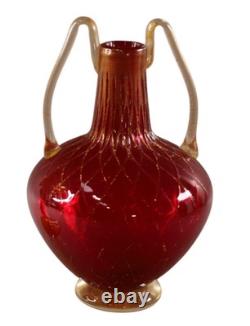 Vase en verre art ruby 12 H
