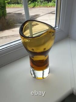 Vase en verre art sommerso Topaze Harrachov vintage tchèque par Milan Metelak vers 1960