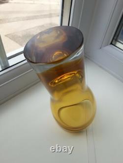 Vase en verre art sommerso Topaze Harrachov vintage tchèque par Milan Metelak vers 1960