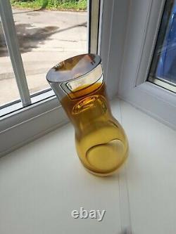 Vase en verre art sommerso Topaze Harrachov vintage tchèque par Milan Metelak vers 1960