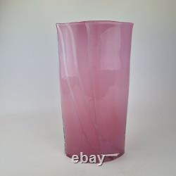 Vase en verre art vintage du 20ème siècle rose de 29 cm de haut x 15 cm de large