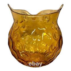 Vase en verre art vintage en ambre en forme de nid d'abeille, grand vase porte-bougie 9