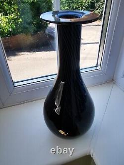 Vase en verre art vintage style Murano noir améthyste motif spiralé