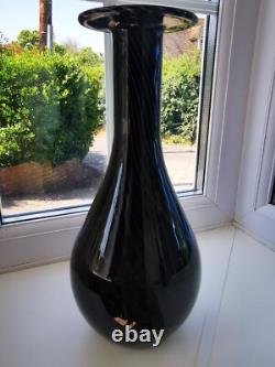 Vase en verre art vintage style Murano noir améthyste motif spiralé