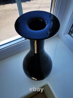 Vase en verre art vintage style Murano noir améthyste motif spiralé