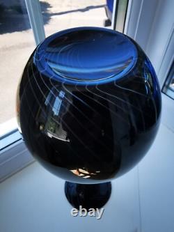 Vase en verre art vintage style Murano noir améthyste motif spiralé