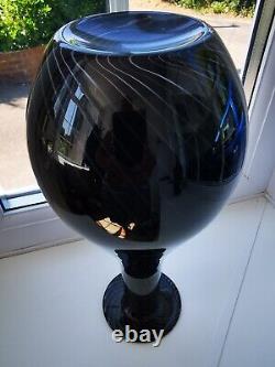 Vase en verre art vintage style Murano noir améthyste motif spiralé