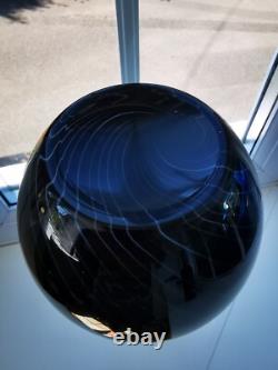 Vase en verre art vintage style Murano noir améthyste motif spiralé