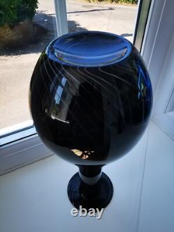 Vase en verre art vintage style Murano noir améthyste motif spiralé