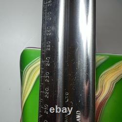 Vase en verre artistique Essie Zareh Studio vert avec motif en toile rouge moderniste E. Zareh