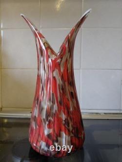 Vase en verre artistique Fratelli Toso Murano orange et aventurine des années 50, 9,75 pouces de hauteur 1/2