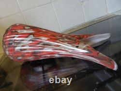 Vase en verre artistique Fratelli Toso Murano orange et aventurine des années 50, 9,75 pouces de hauteur 1/2