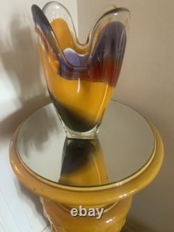 Vase en verre artistique Hineri Iwatsu japonais vintage des années 1960 8,5 pouces