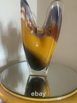 Vase en verre artistique Hineri Iwatsu japonais vintage des années 1960 8,5 pouces