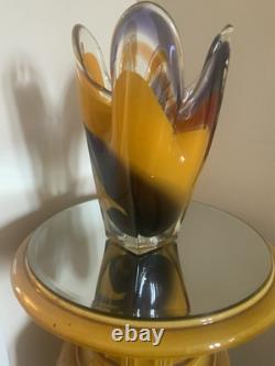 Vase en verre artistique Hineri Iwatsu japonais vintage des années 1960 8,5 pouces