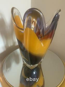 Vase en verre artistique Hineri Iwatsu japonais vintage des années 1960 8,5 pouces