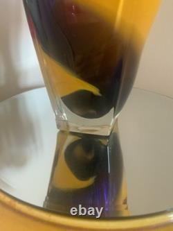 Vase en verre artistique Hineri Iwatsu japonais vintage des années 1960 8,5 pouces