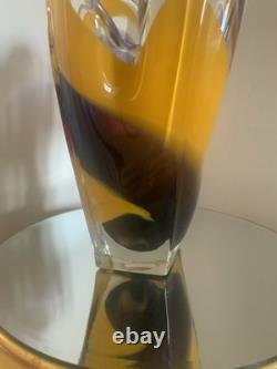 Vase en verre artistique Hineri Iwatsu japonais vintage des années 1960 8,5 pouces