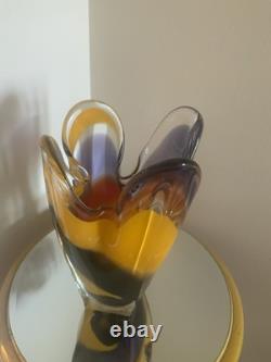 Vase en verre artistique Hineri Iwatsu japonais vintage des années 1960 8,5 pouces