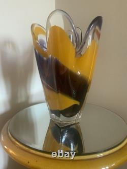 Vase en verre artistique Hineri Iwatsu japonais vintage des années 1960 8,5 pouces