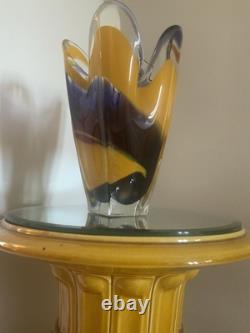 Vase en verre artistique Hineri Iwatsu japonais vintage des années 1960 8,5 pouces