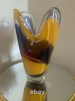 Vase en verre artistique Hineri Iwatsu japonais vintage des années 1960 8,5 pouces