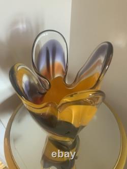 Vase en verre artistique Hineri Iwatsu japonais vintage des années 1960 8,5 pouces