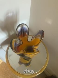 Vase en verre artistique Hineri Iwatsu japonais vintage des années 1960 8,5 pouces