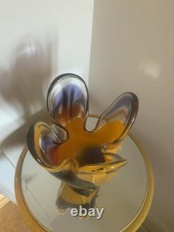 Vase en verre artistique Hineri Iwatsu japonais vintage des années 1960 8,5 pouces