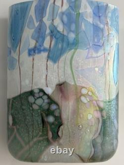 Vase en verre artistique Isle of Wight époustouflant, jardin de fleurs avec carte signature, 13 cm