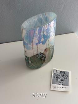 Vase en verre artistique Isle of Wight époustouflant, jardin de fleurs avec carte signature, 13 cm