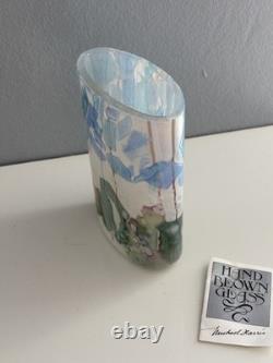 Vase en verre artistique Isle of Wight époustouflant, jardin de fleurs avec carte signature, 13 cm