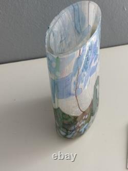 Vase en verre artistique Isle of Wight époustouflant, jardin de fleurs avec carte signature, 13 cm